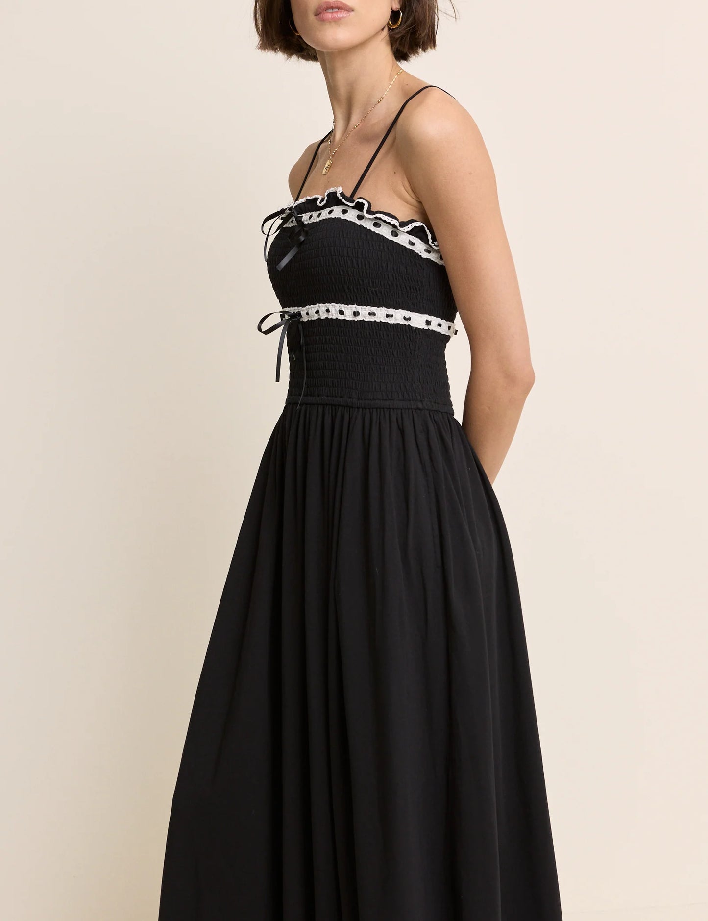 Ferne Cotton Jersey Ruffle Trim Midi Dress - sizes 2-14 ++ (US)