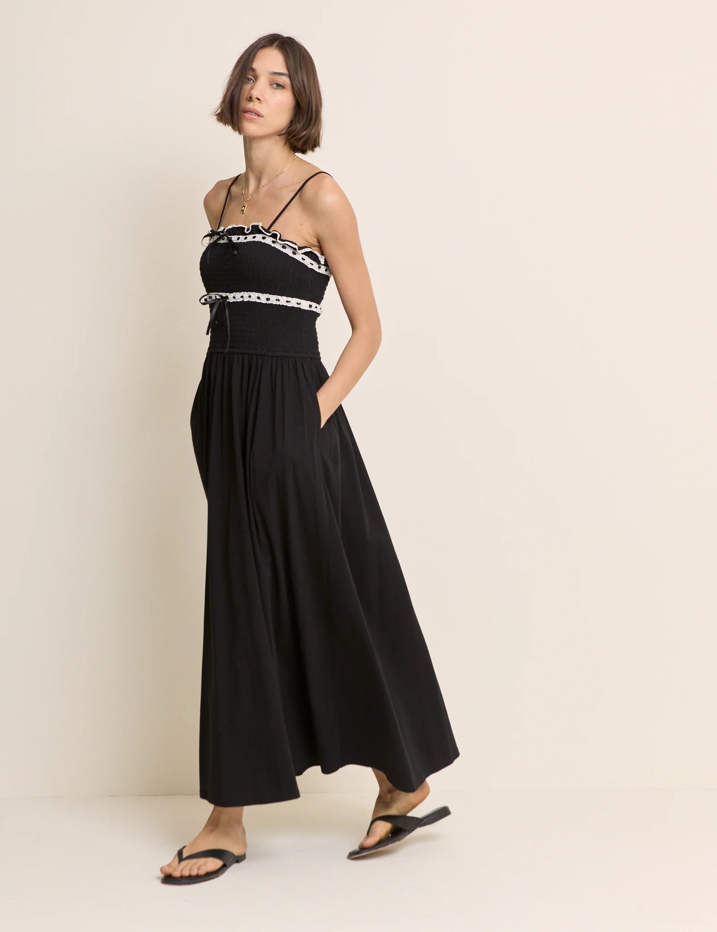 Ferne Cotton Jersey Ruffle Trim Midi Dress - sizes 2-14 ++ (US)