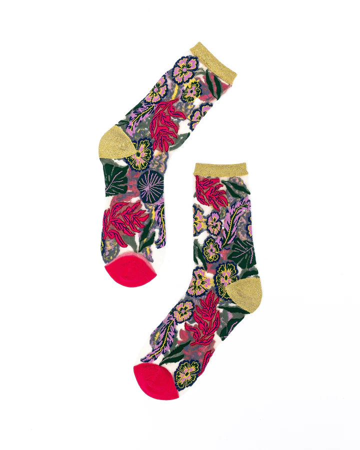 Festive Floral Sheer Sock By Sock Candy