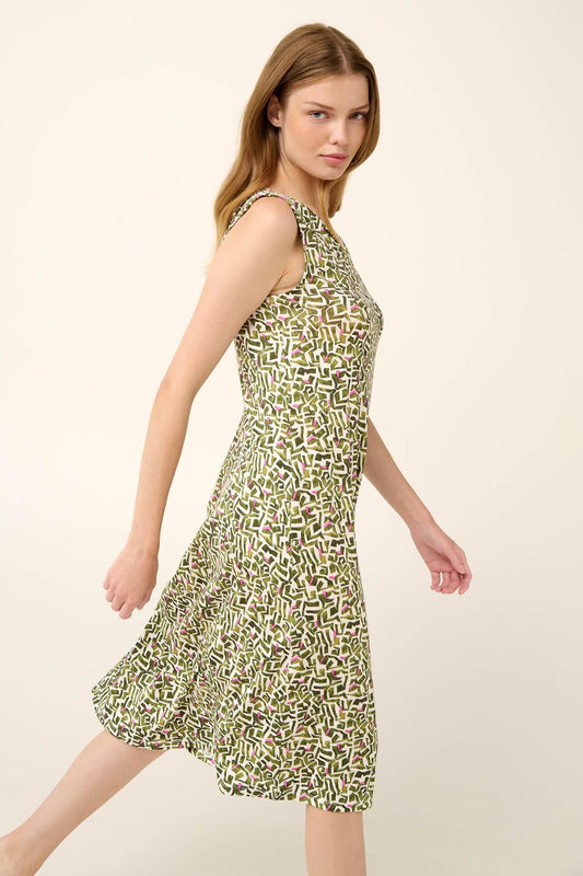 Retro Geometric Jersey Lounge Dress By Vamp - S-2XL