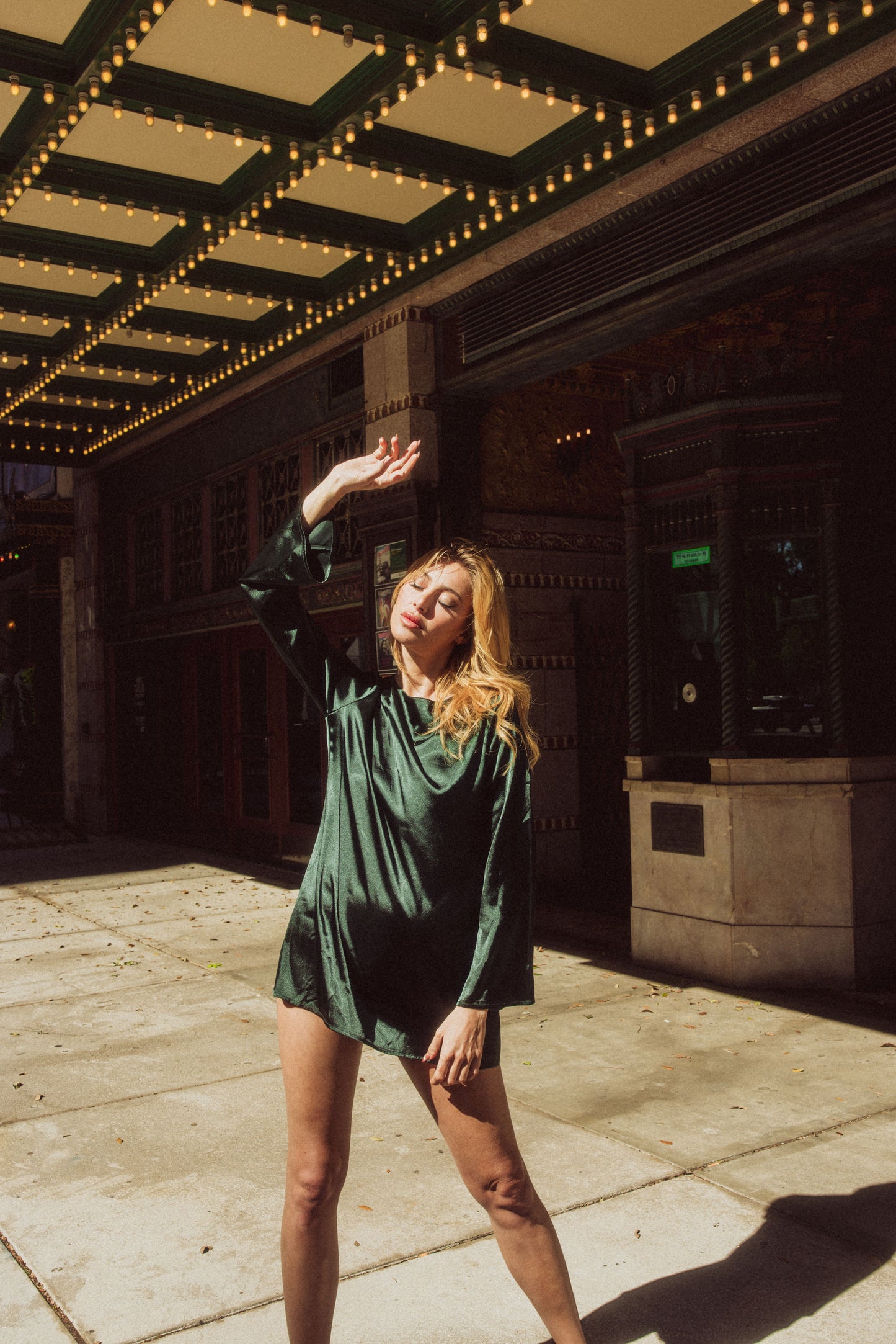 Deep Green Satin Cowl Back Mini Dress By Kilo Brava  - S-XXXL