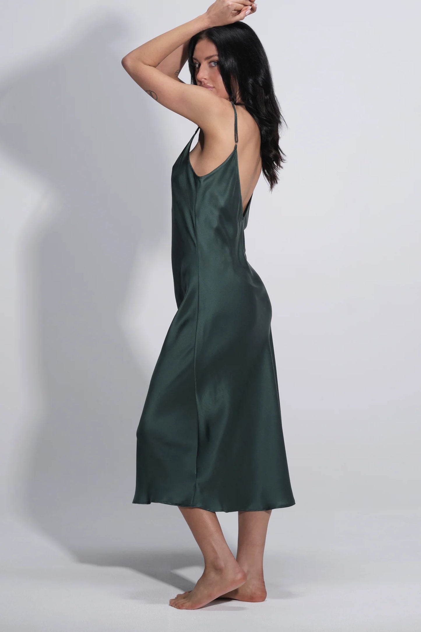 Gaia 100% Silk Slip Dress in Forest Green By KissKill - XS-XXL(+)
