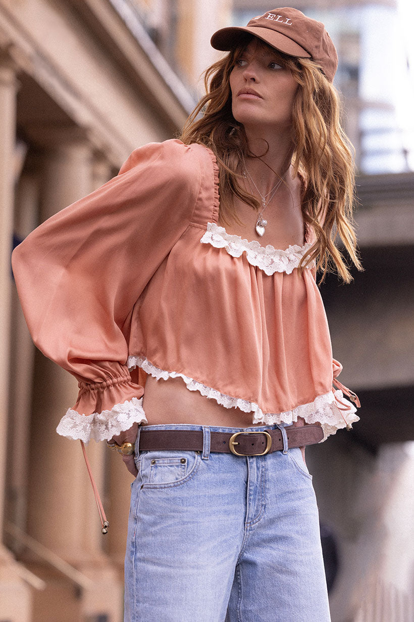 Poison Peach Blouse by Spell in "Vegan Silk" - XS-3X