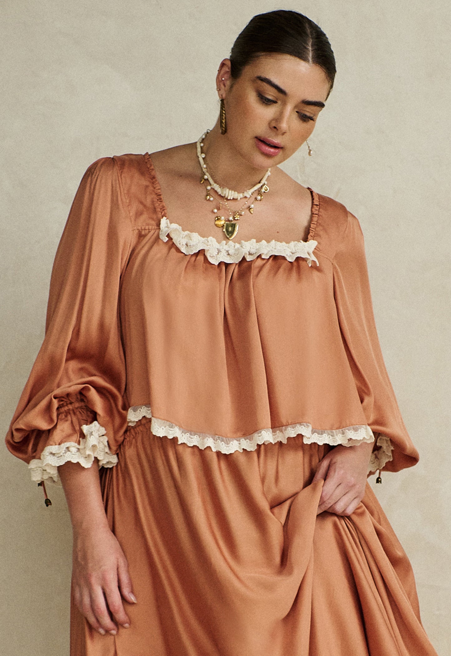 Poison Peach Blouse by Spell in "Vegan Silk" - XS-3X