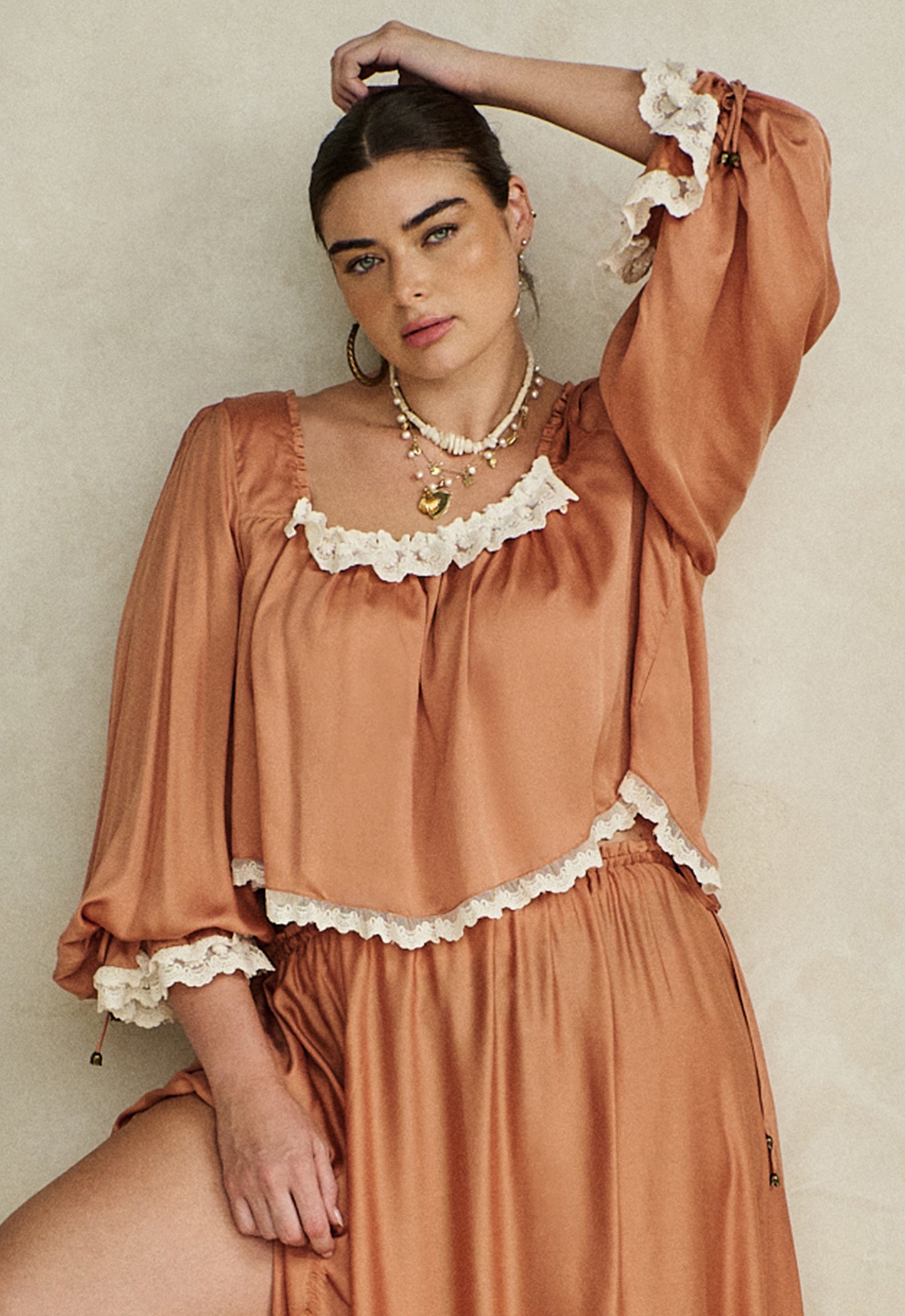 Poison Peach Blouse by Spell in "Vegan Silk" - XS-3X