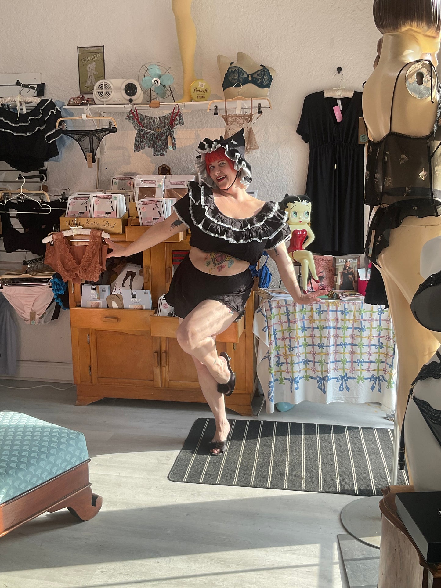 Kiki Loren Top in Khol Swiss Dot Cotton By Only Hearts Lingerie - S-L (++)