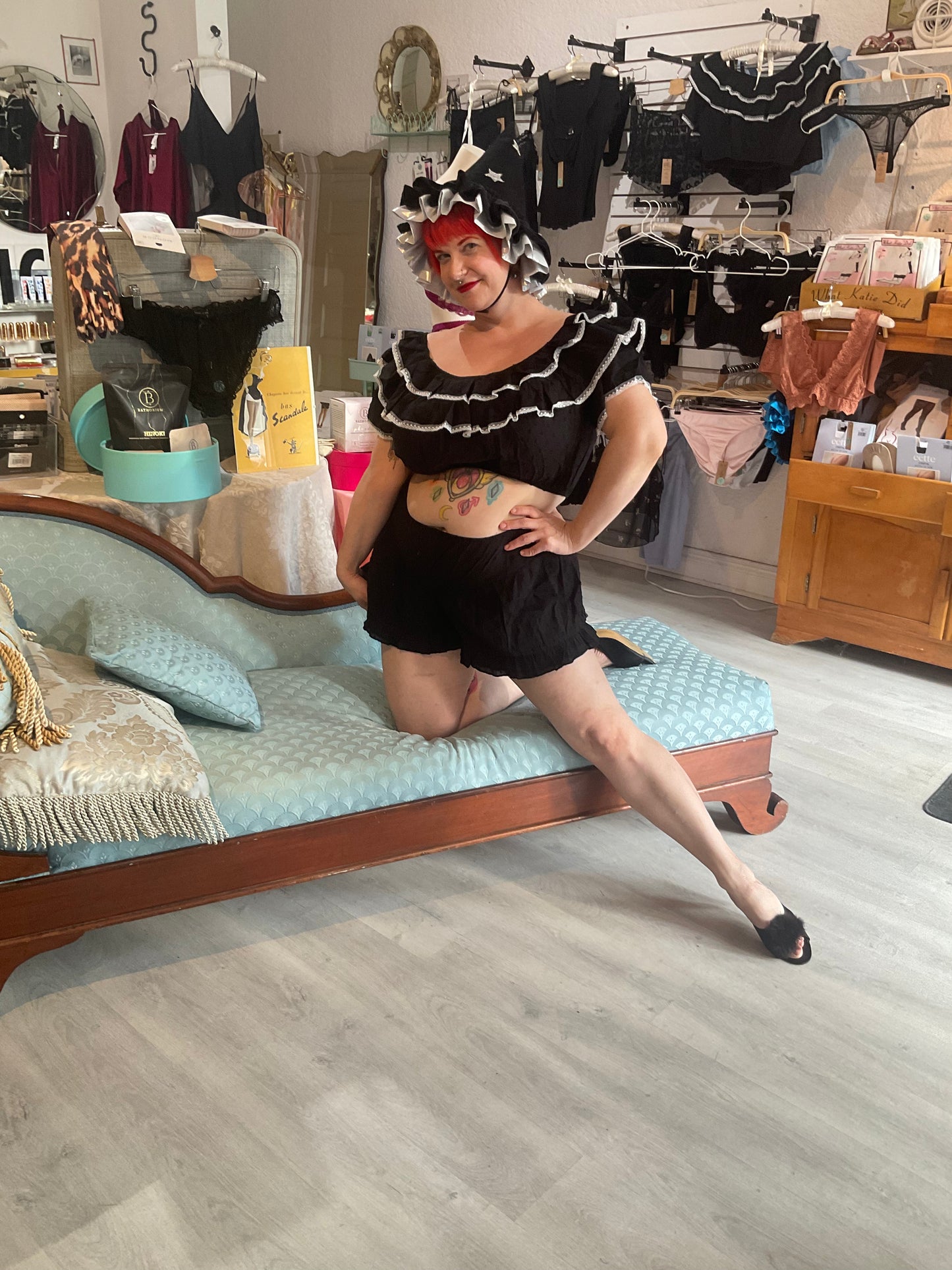 Kiki Loren Top in Khol Swiss Dot Cotton By Only Hearts Lingerie - S-L (++)