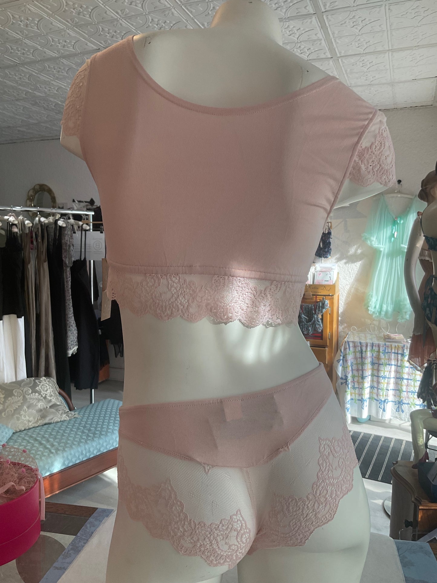 So Fine Lace Bamboo Cheeky Hipster in Pink Petal By Only Hearts -S-L+