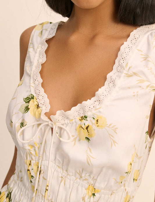 Isabella Yellow Floral Midi Dress - sizes 2-14 + (US)