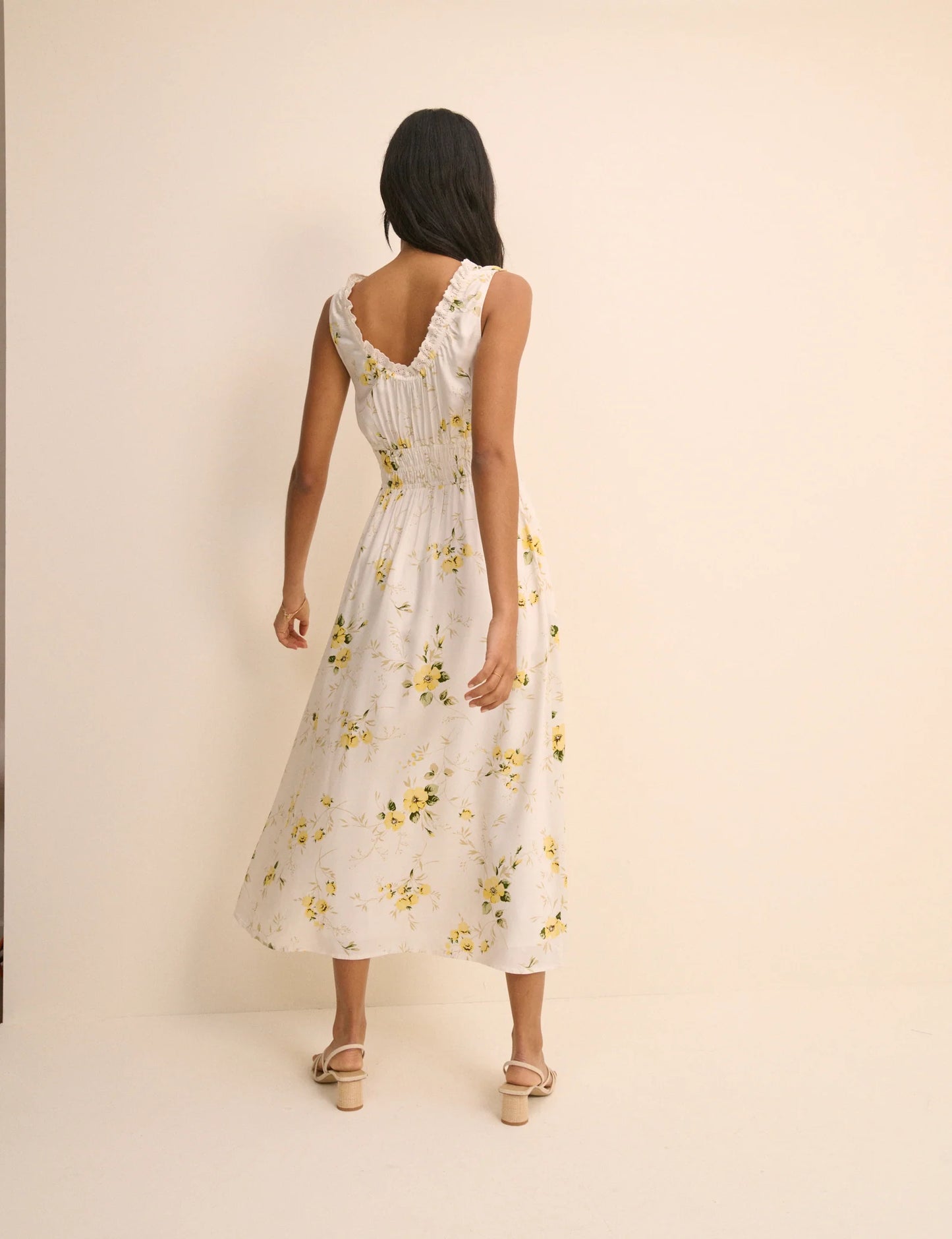 Isabella Yellow Floral Midi Dress - sizes 2-14 + (US)