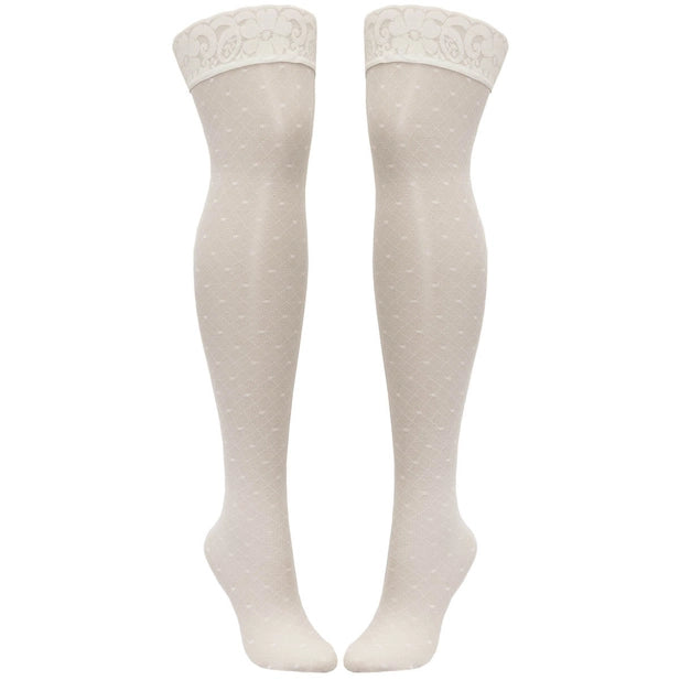 Hearts Of Venus Pearl Lace Top Stay Up Stockings By Uye Surana - XS-5X