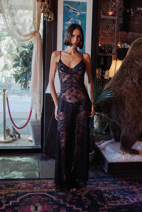 Mixed Lace Maxi Slip Dress By Kilo Brava  - S-XXXL