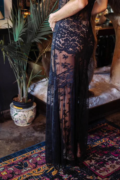 Mixed Lace Maxi Slip Dress By Kilo Brava  - S-XXXL