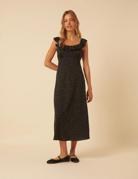 Libby Black Polka Dot Midi Dress - sizes 2-14 + (US)
