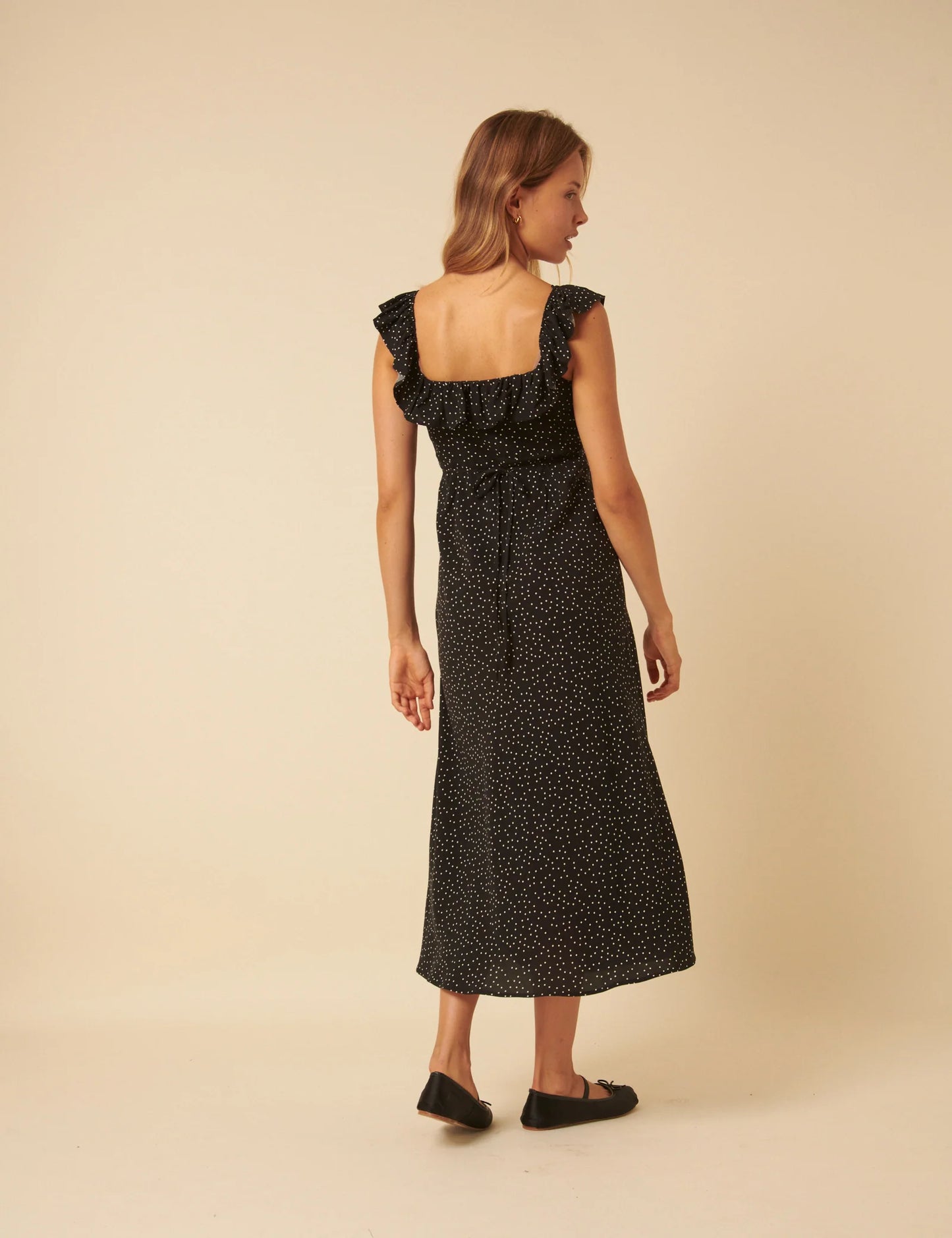 Libby Black Polka Dot Midi Dress - sizes 2-14 + (US)