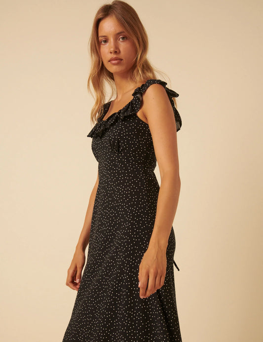 Libby Black Polka Dot Midi Dress - sizes 2-14 + (US)