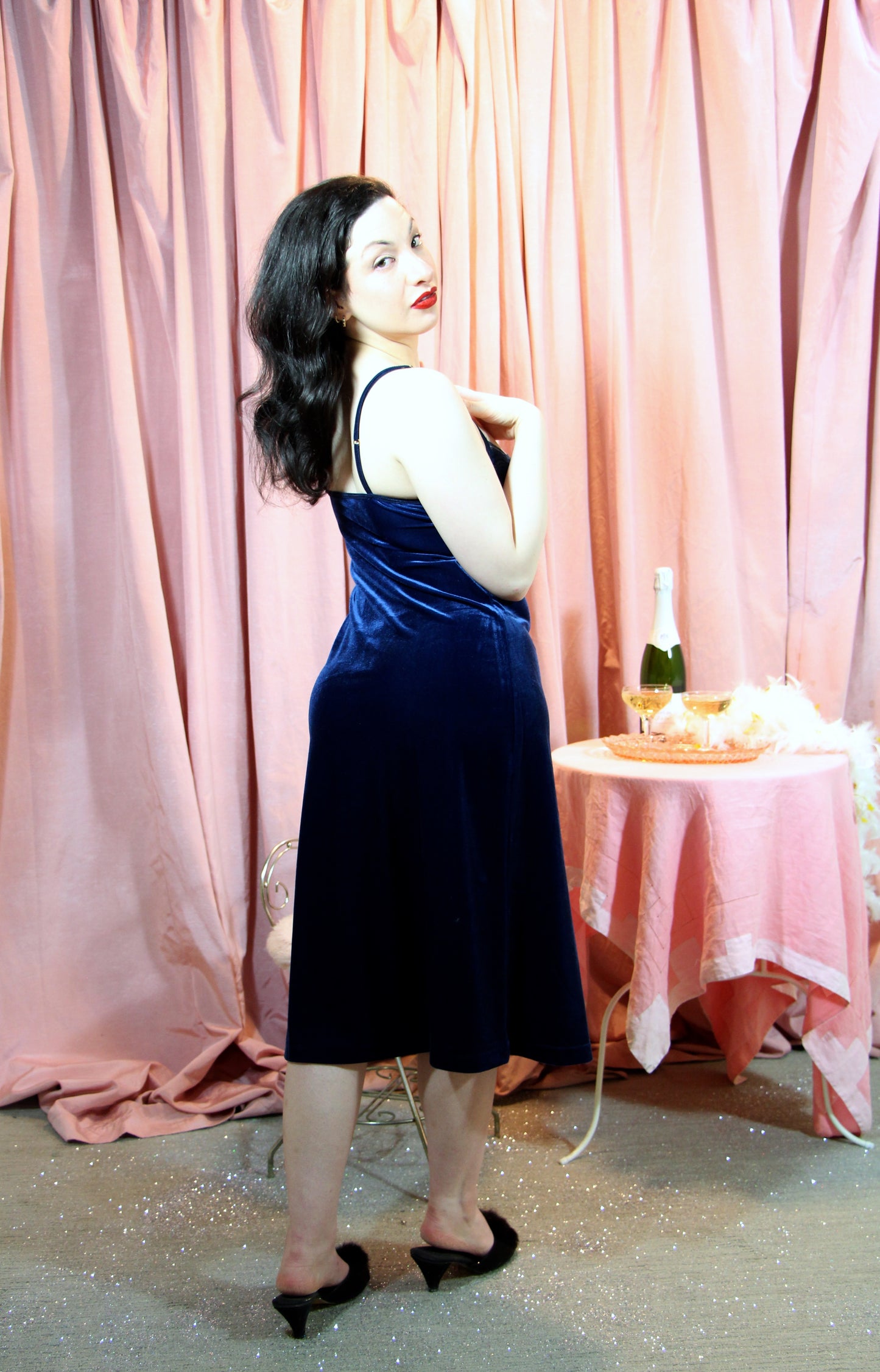 Romance Velvet Slip Dress in Black or Midnight Blue By Mary Jo Bruno - XS-XXL