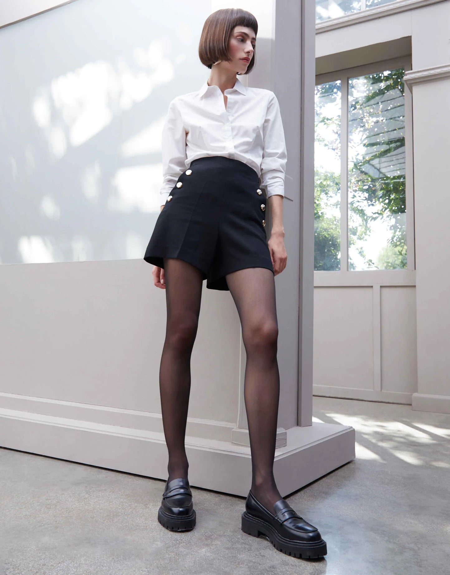 LUCCA Sheer Pantyhose in Black and 3 nudes 20 DEN - S-4X