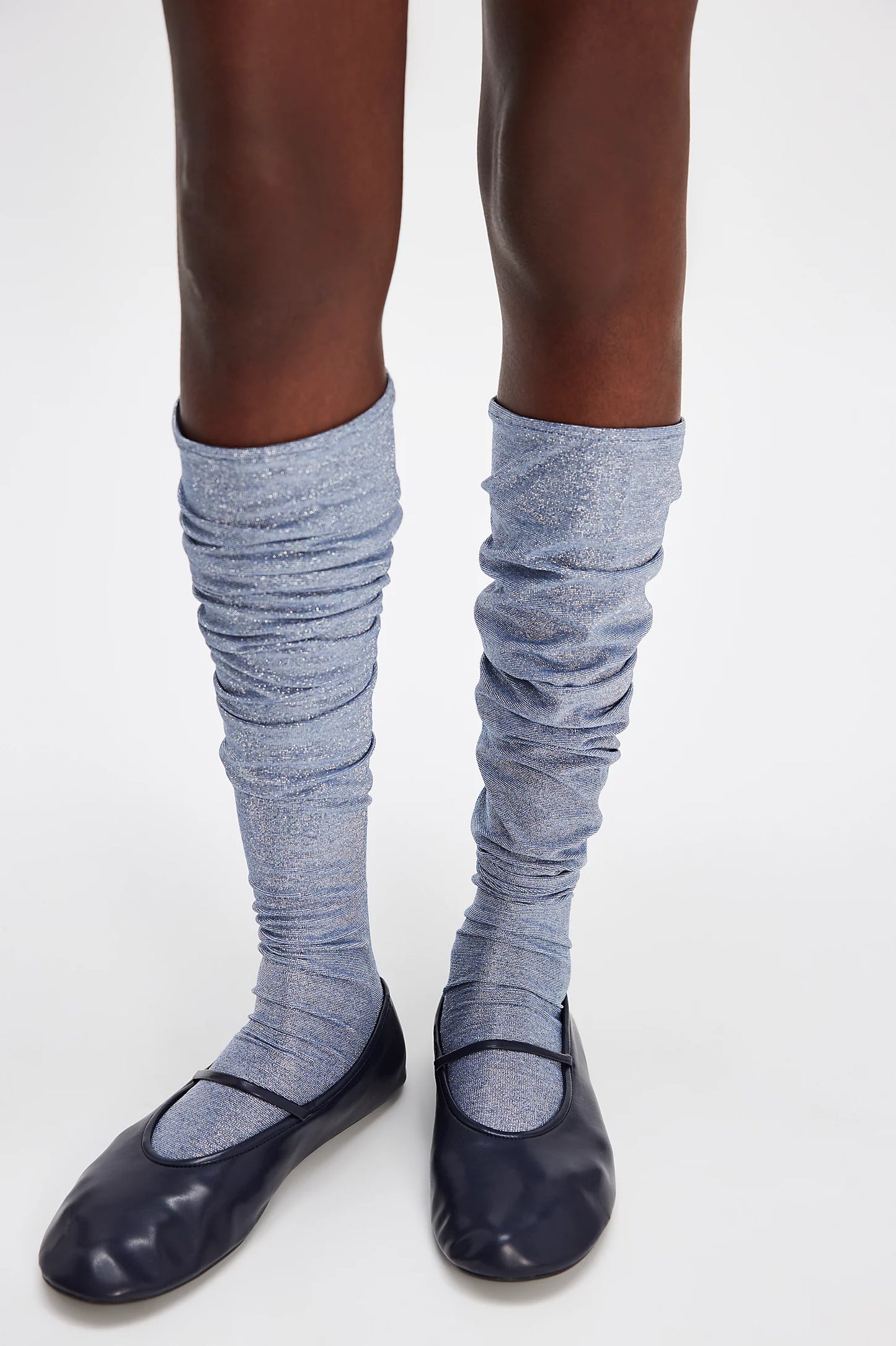 Silver Metallic Over The Knee Socks / Stockings By Only Hearts