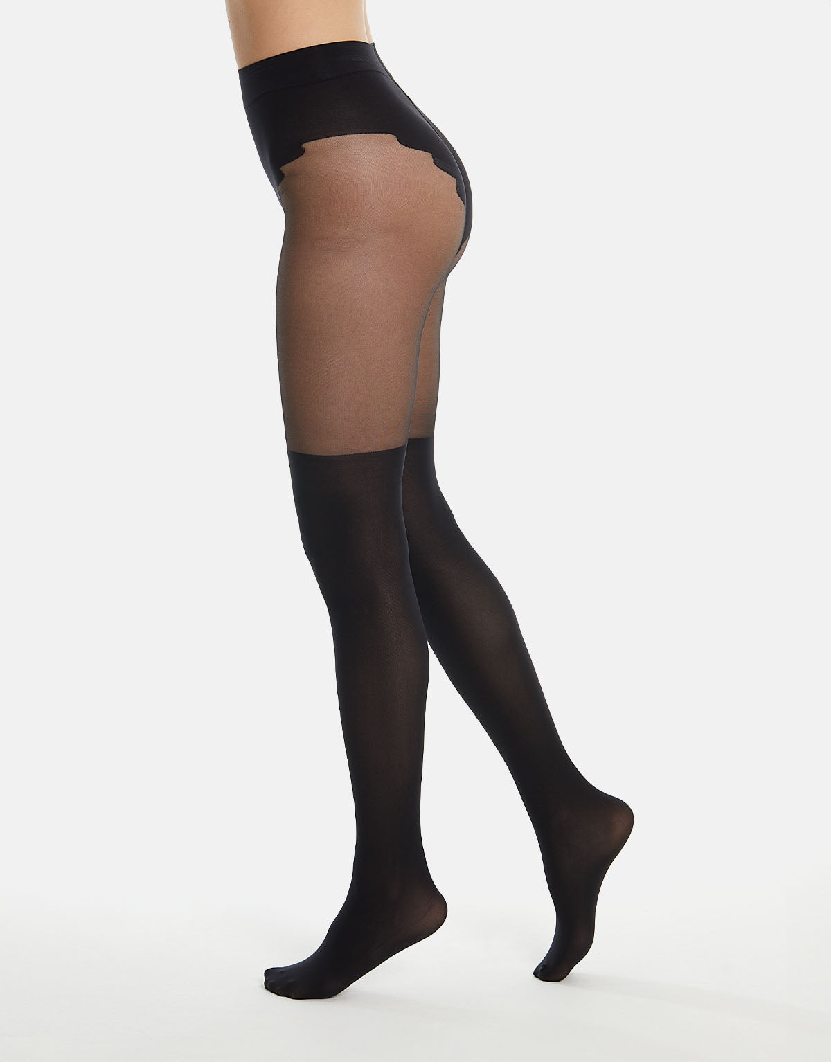 Mock Thigh High Suspender Tights in Black 20-60 DEN - S-4X
