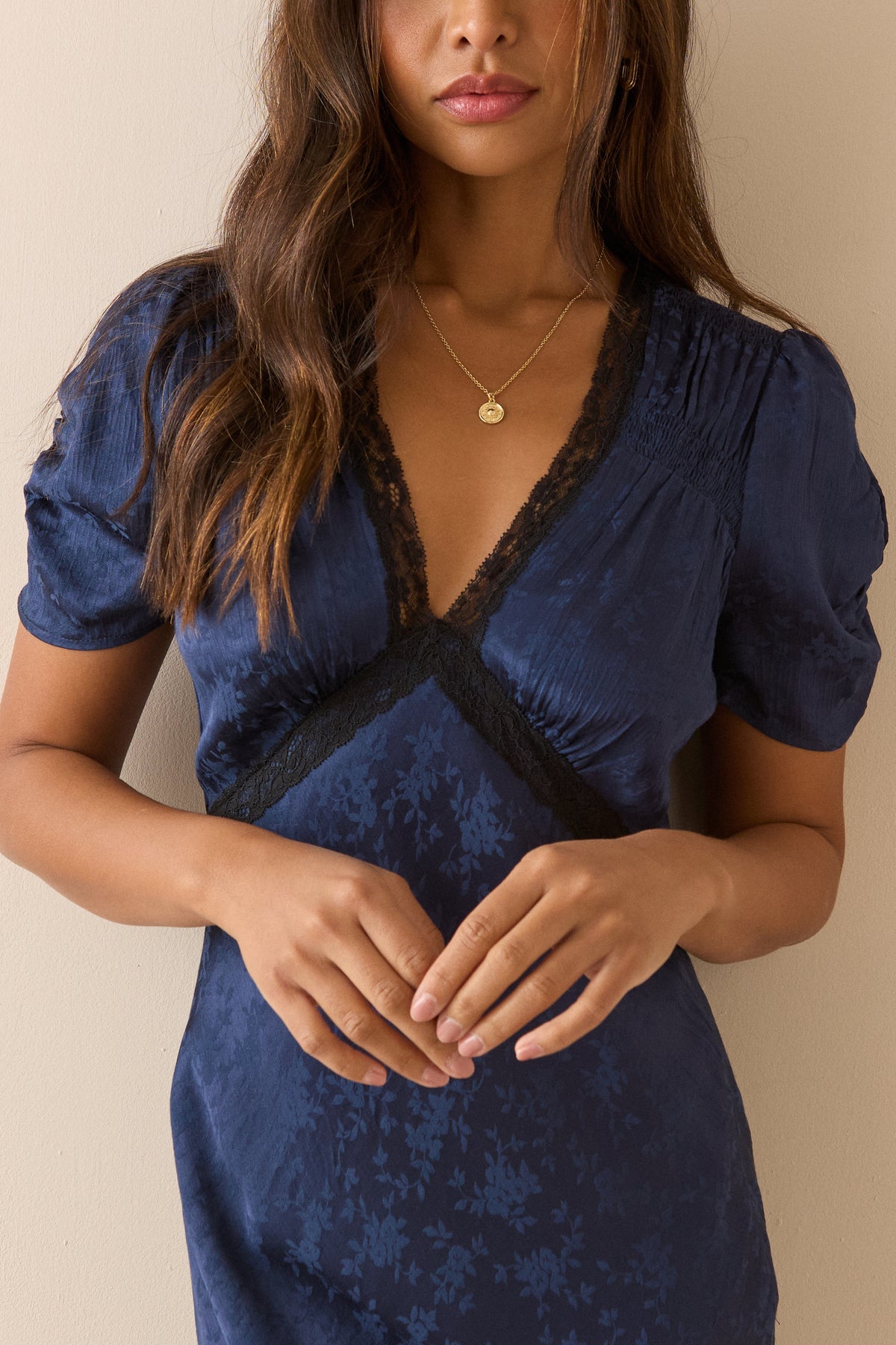 Nicolette Navy Jacquard Midi Dress By Nobody's Child - sizes 2-14 (US)