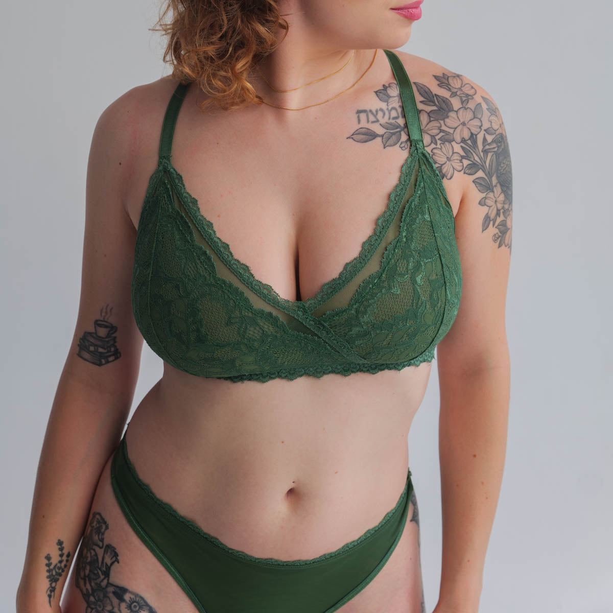 Lacey Racerback Bralette in Forest By Uye Surana - Easy fit sizes XS-3X