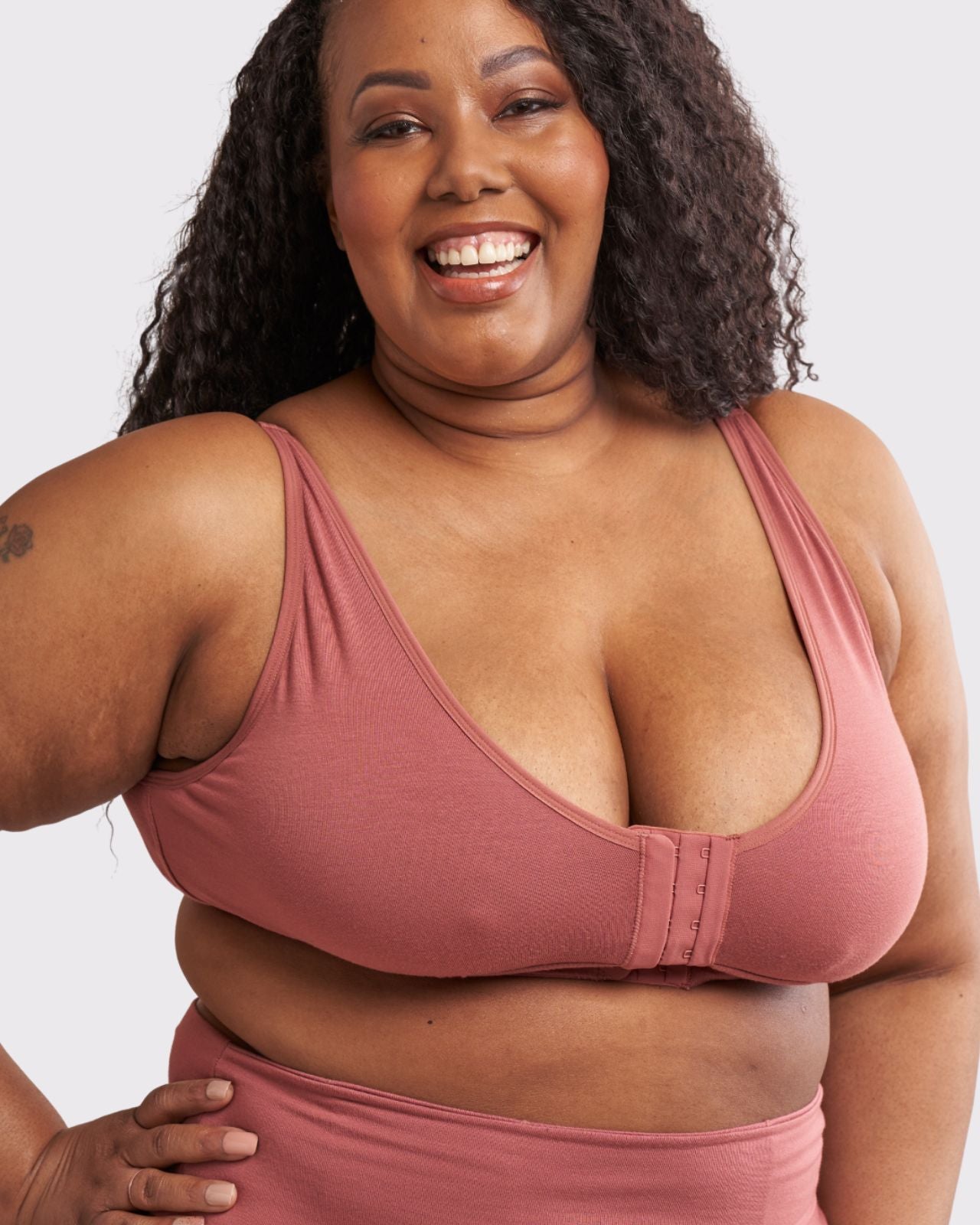 Rora Pocketed Front Closure Bra Bra in Dusty Rose By AnaOno - XS-3X