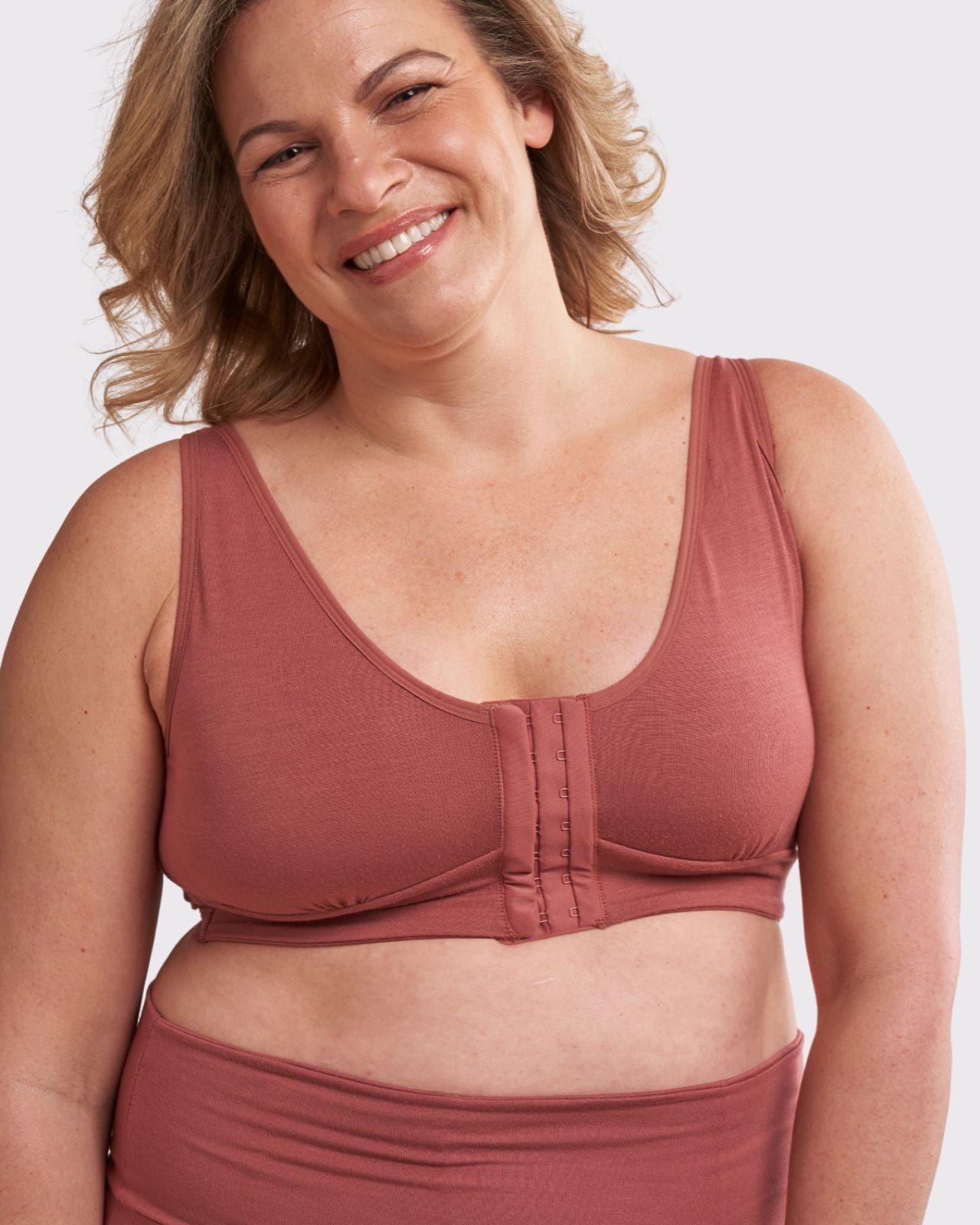 Rora Pocketed Front Closure Bra Bra in Dusty Rose By AnaOno - XS-3X