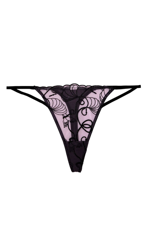 Jessie Pink & Black Whip Embroidery Thong By Playful Promises - sizes 4-14 (+)