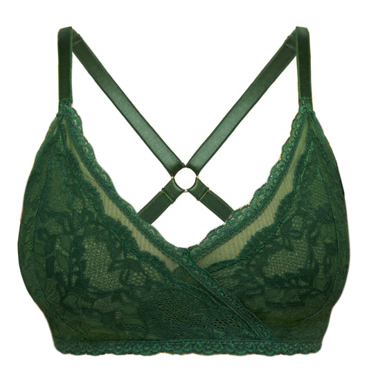 Lacey Racerback Bralette in Forest By Uye Surana - Easy fit sizes XS-3X