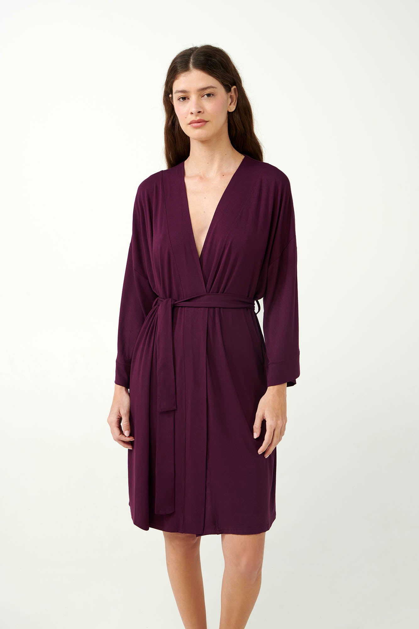 Violet Jersey Robe / Dressing Gown By Vamp - S-3XL