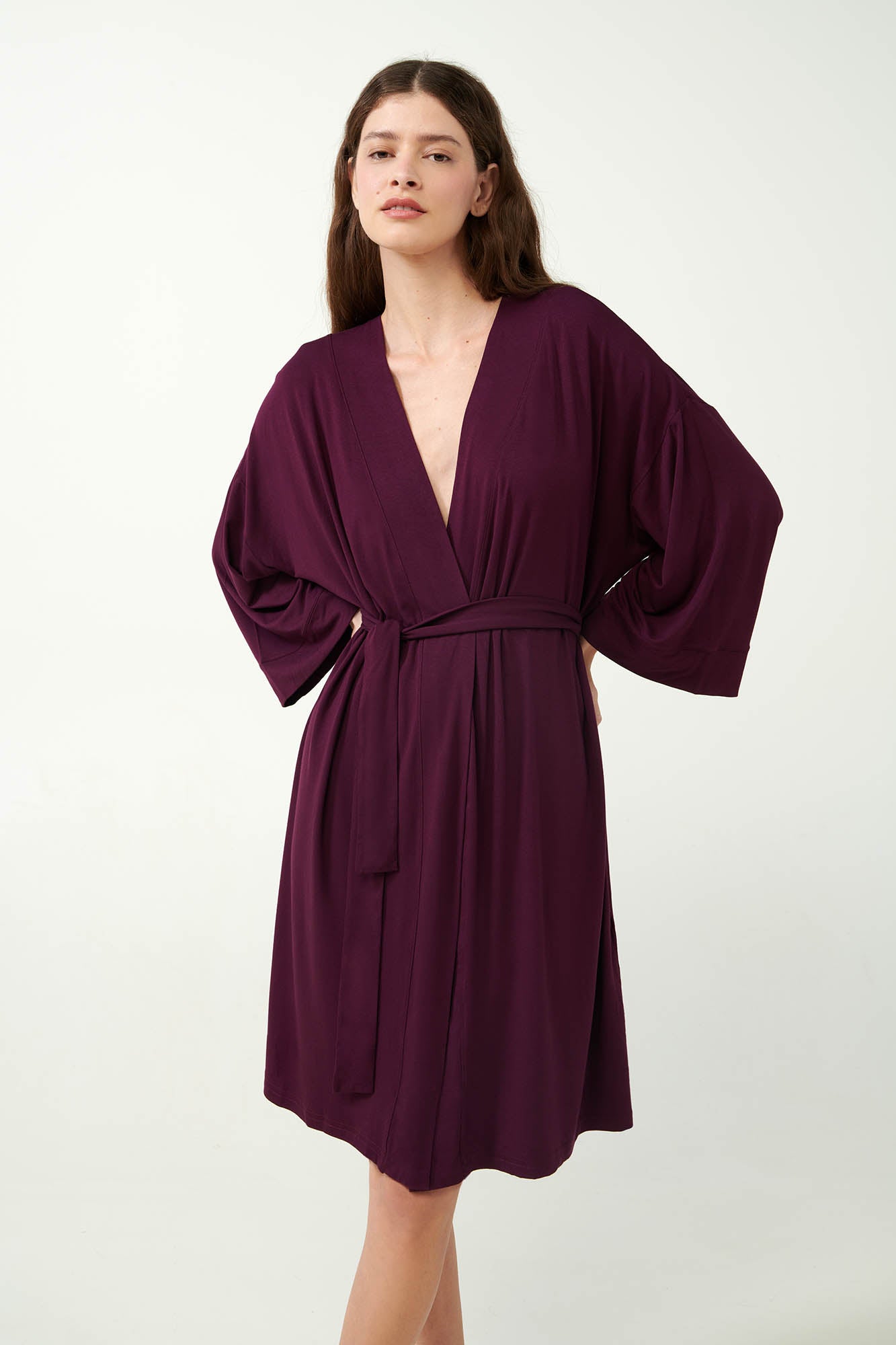 Violet Jersey Robe / Dressing Gown By Vamp - S-3XL