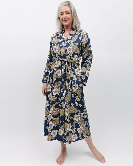 Winnie Lace Trim Floral Print Long Dressing Gown - Nora Rose By Cyberjammies - S-XXXL