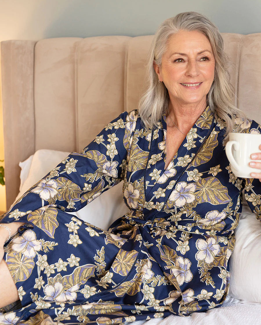 Winnie Lace Trim Floral Print Long Dressing Gown Nora Rose By Cyberjammies S XXXL