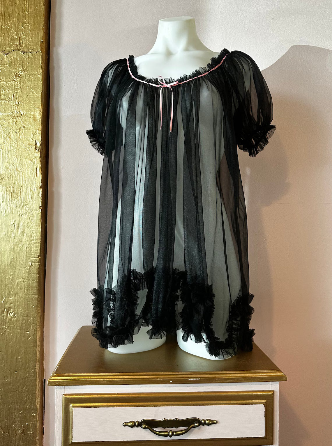 Sugar Candy Babydoll in Black, Mint, Hot Pink & Burgandy By Dottie's Delights - XS-5X