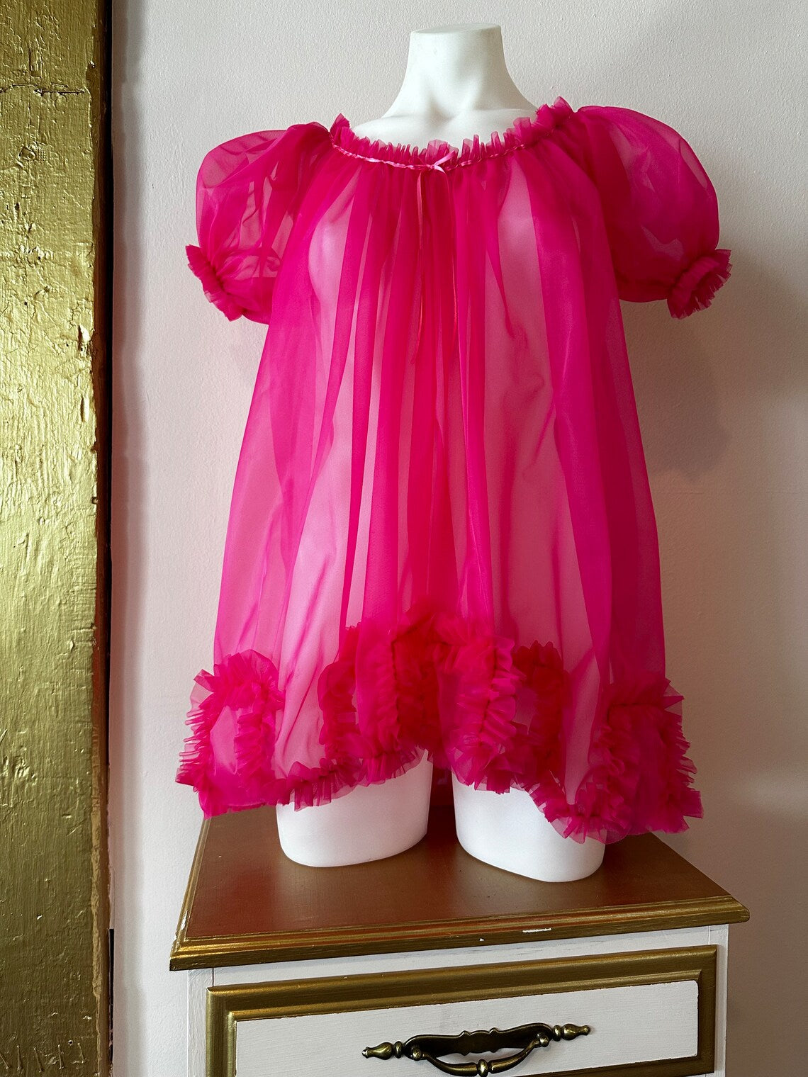 Sugar Candy Babydoll in Black, Mint, Hot Pink & Burgandy By Dottie's Delights - XS-5X