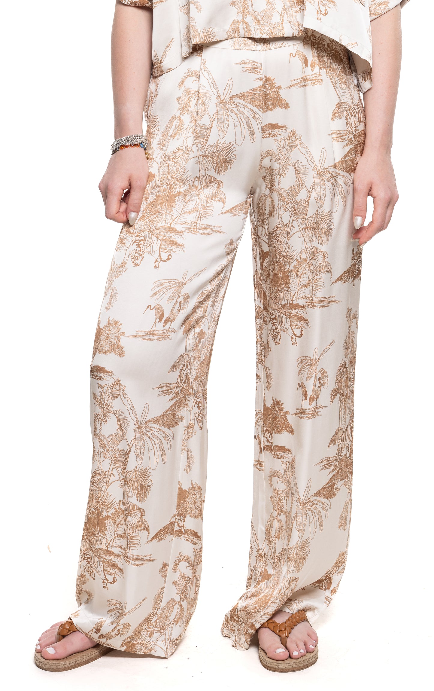 Jungle Toile Wide Leg Pant in Coconut By Eternelle - S-XL