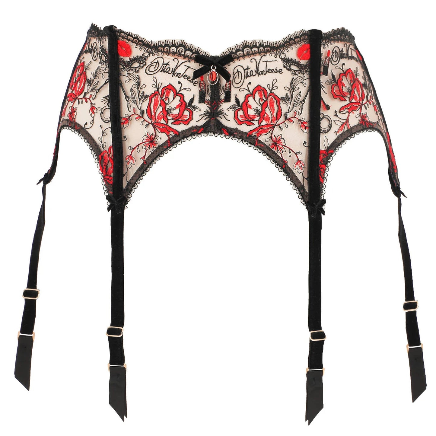 Novelteese Six Strap Suspender Belt By Dita Von Teese Lingerie - sizes XS-4X