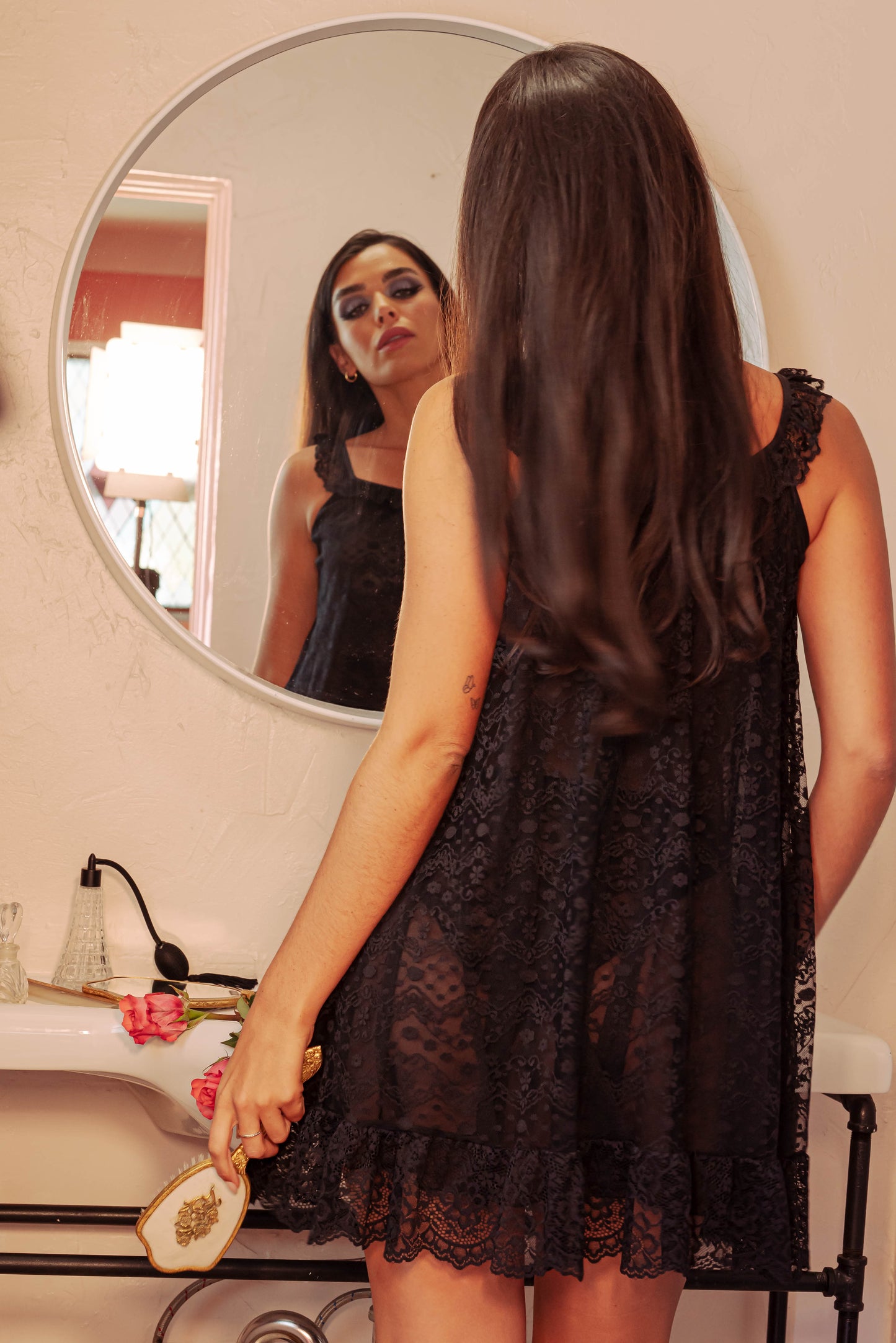 Black Lace Short Mini Slip / Babydoll By Kilo Brava  - S-XXXL
