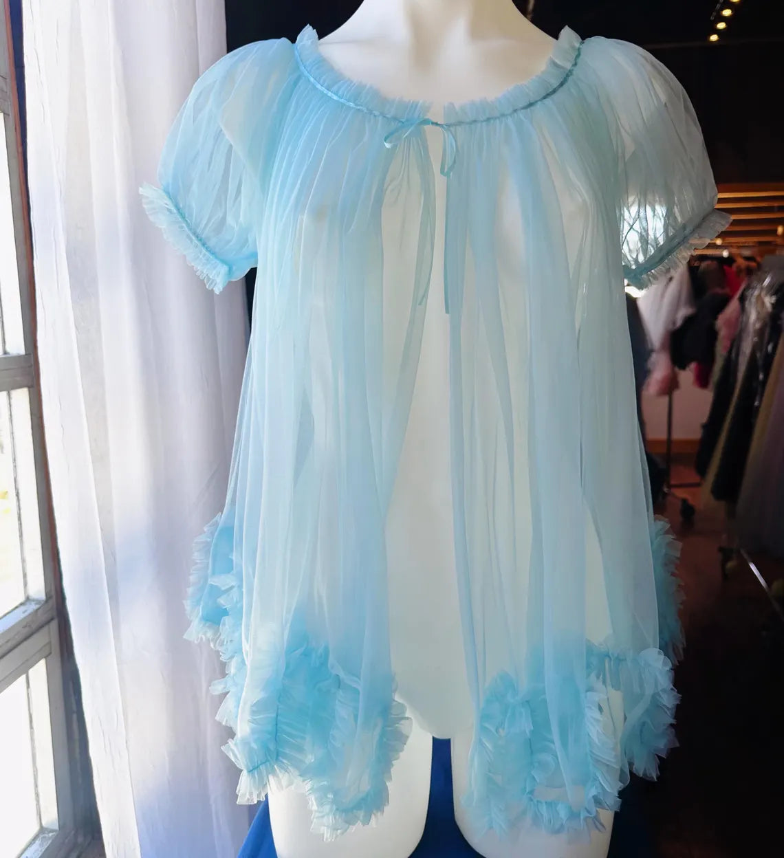 Sabrina Special Mini Babydoll Robe in Baby Pink, Blue, Yellow & Lilac By Dottie's Delights - XS-5X