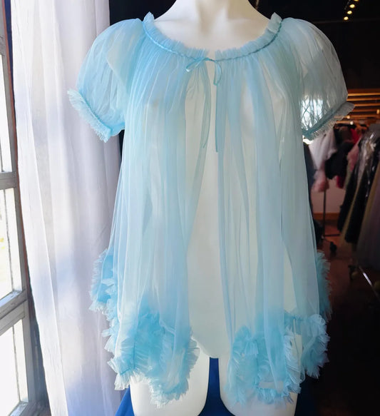 Sabrina Special Mini Babydoll Robe in Baby Pink, Blue, Yellow & Lilac By Dottie's Delights - XS-5X