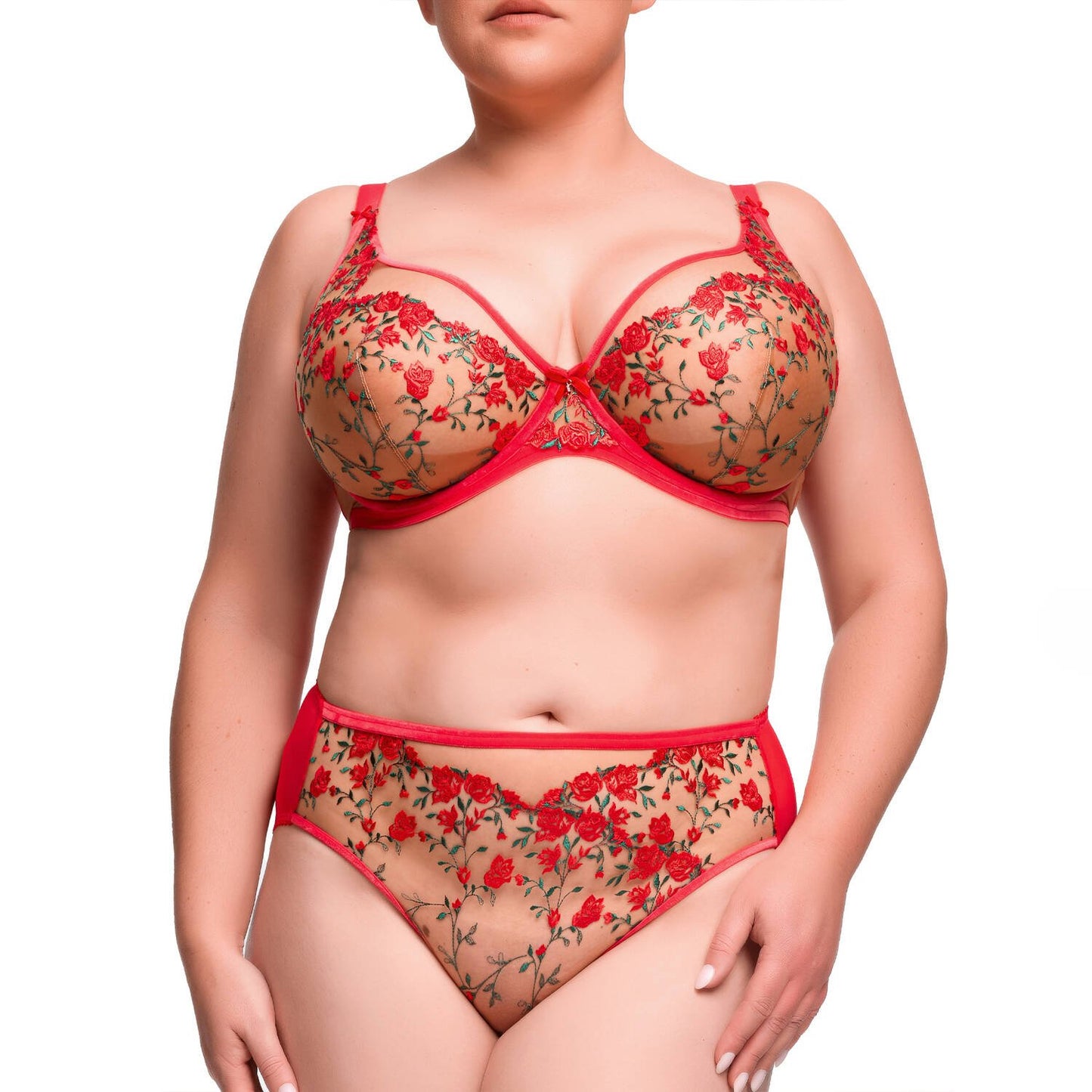 Rosewyn in Flame Red High Cut Brief By Dita Von Teese Lingerie - sizes XS-4X