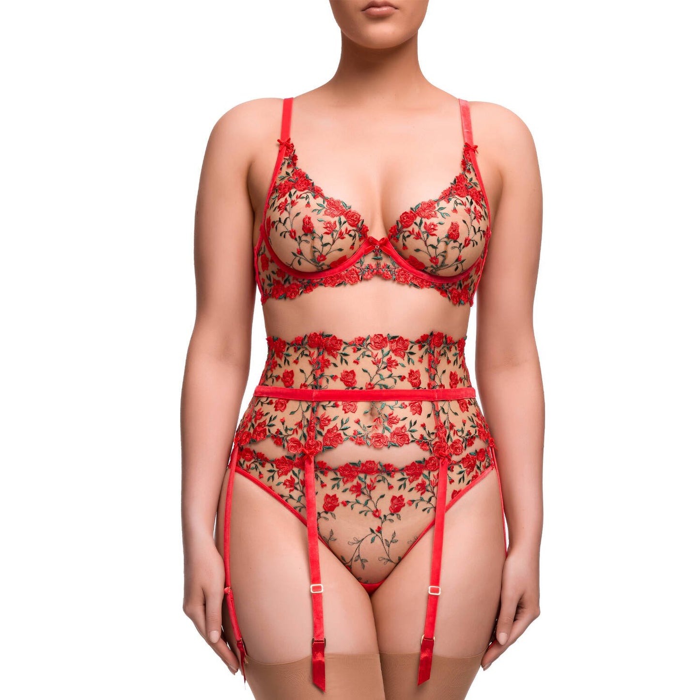 Rosewyn in Flame Red High Cut Brief By Dita Von Teese Lingerie - sizes XS-4X