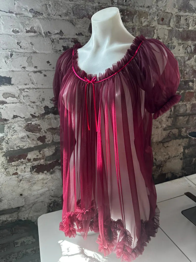 Sugar Candy Babydoll in Black, Mint, Hot Pink & Burgandy By Dottie's Delights - XS-5X