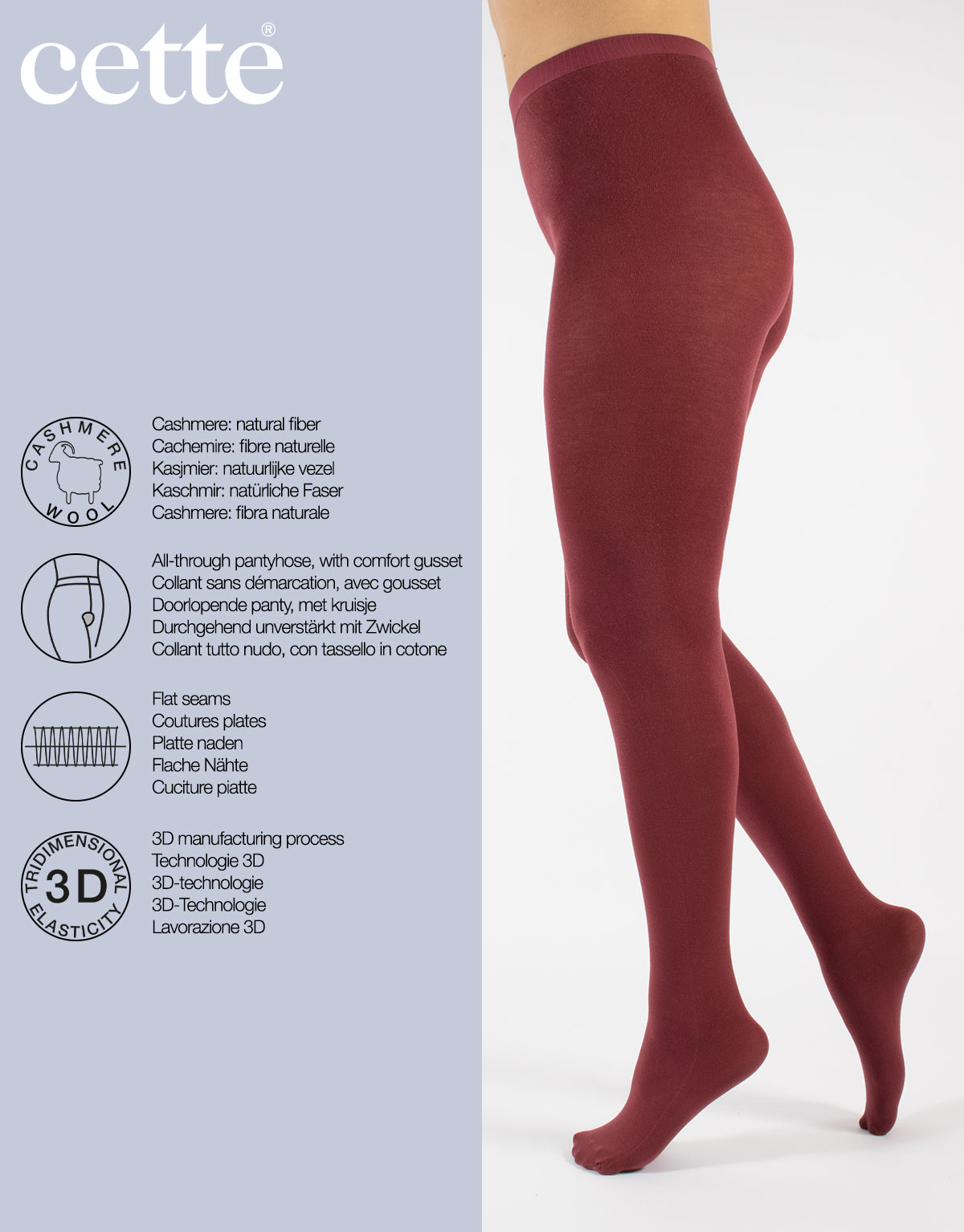 Cashmere Blend 150 DEN tights in Cardinal- S-4X