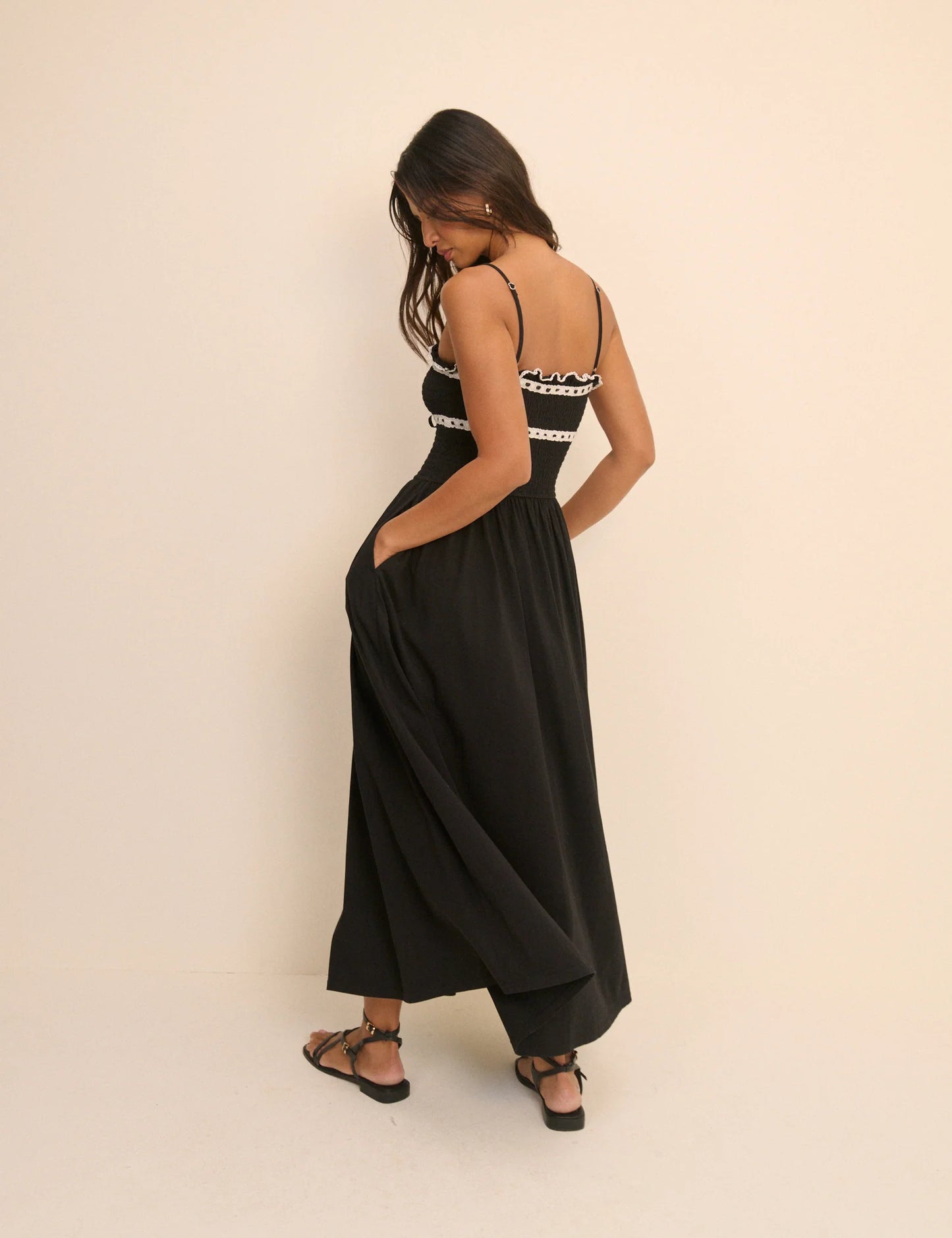Ferne Cotton Jersey Ruffle Trim Midi Dress - sizes 2-14 ++ (US)