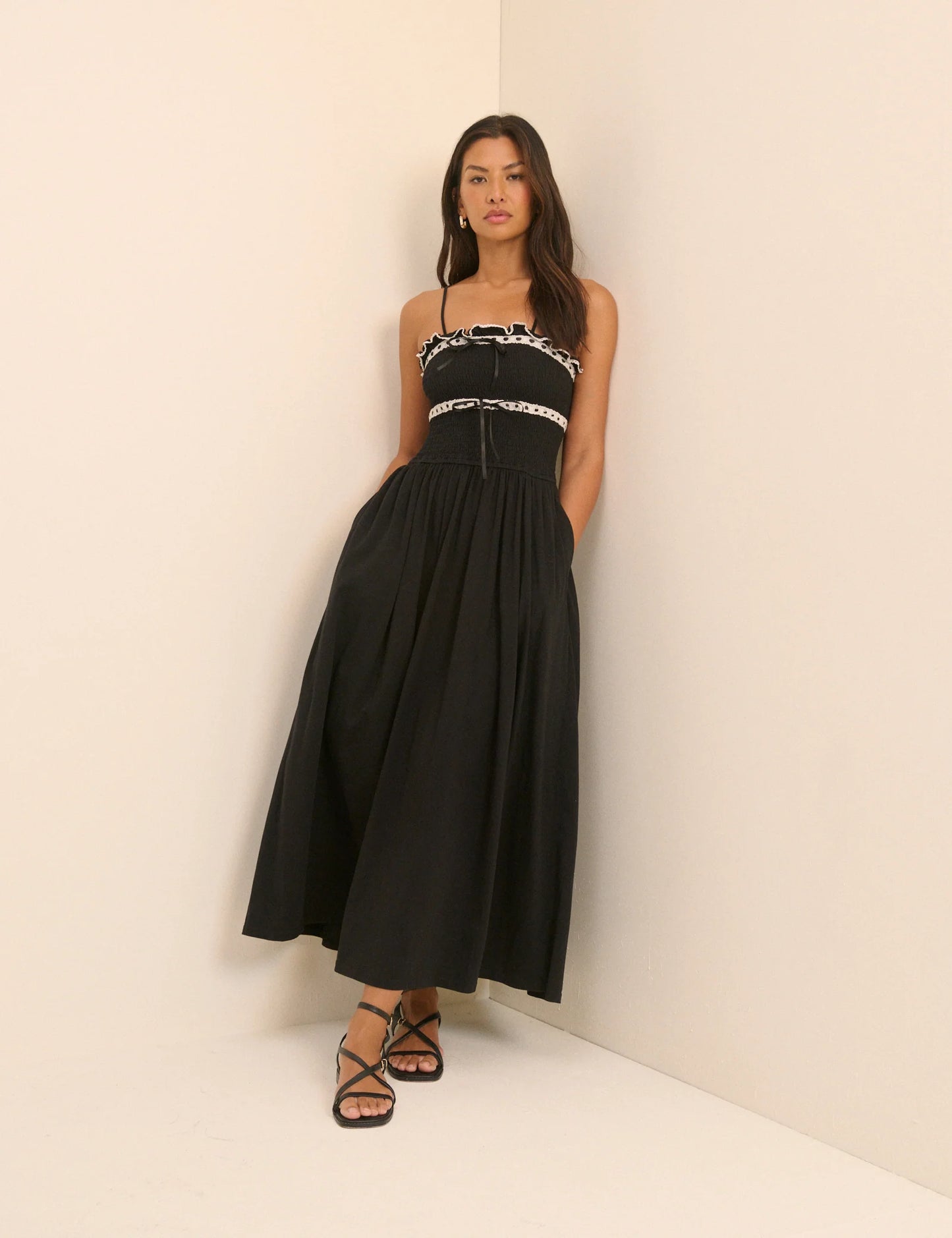 Ferne Cotton Jersey Ruffle Trim Midi Dress - sizes 2-14 ++ (US)