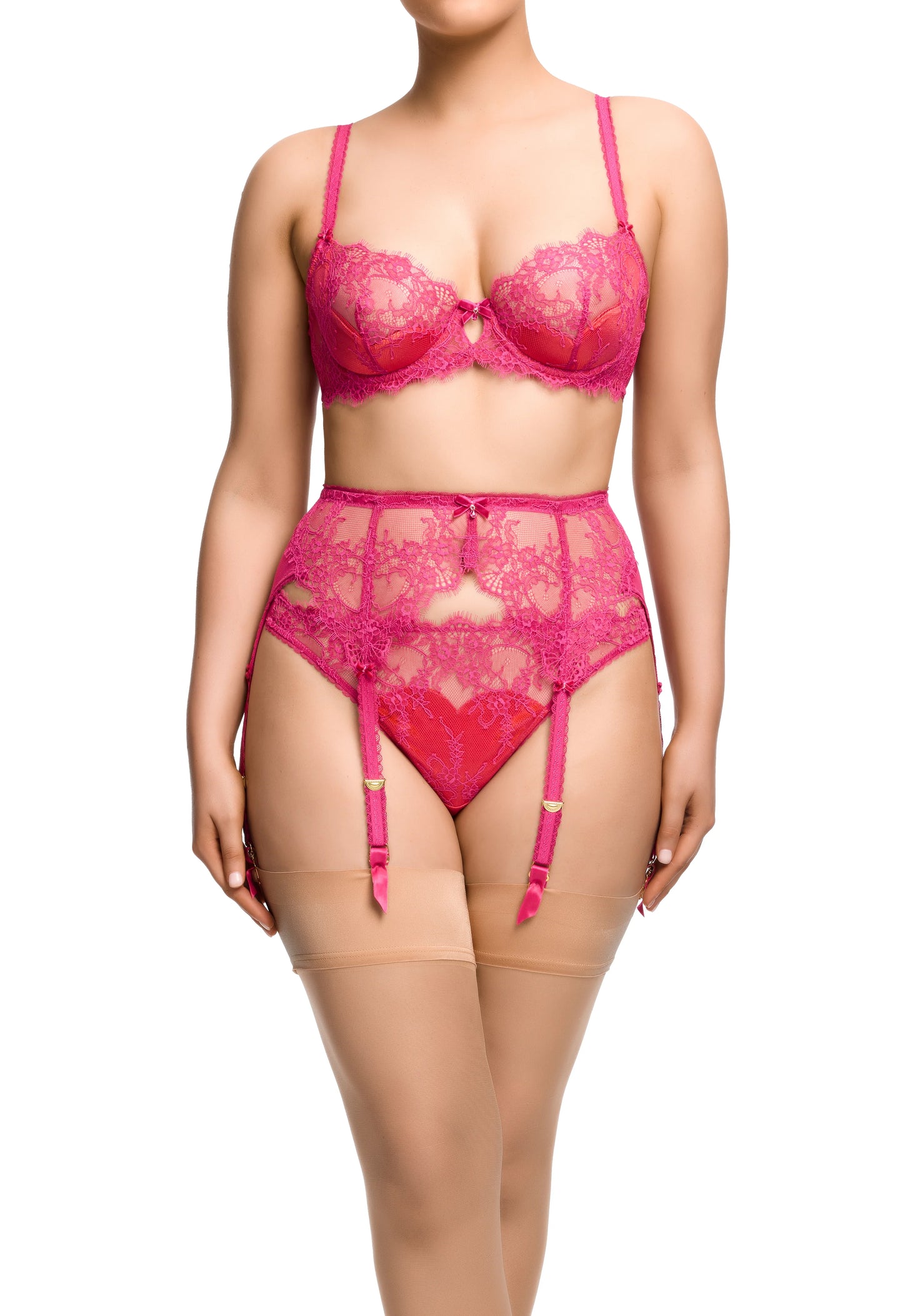 Zsa Zsa Six Strap Suspender in Magenta By Dita Von Teese Lingerie - XS-4X