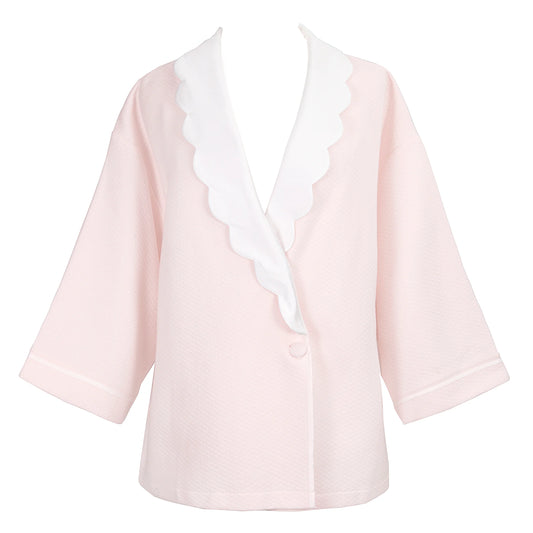 Helen Cotton Bedjacket in Pink By Lenora - S-XL