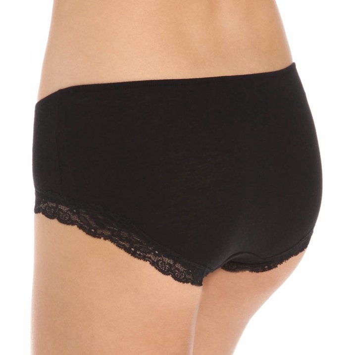 Organic Cotton Hipster Brief w/ Lace By Only Hearts in Black -S-XL